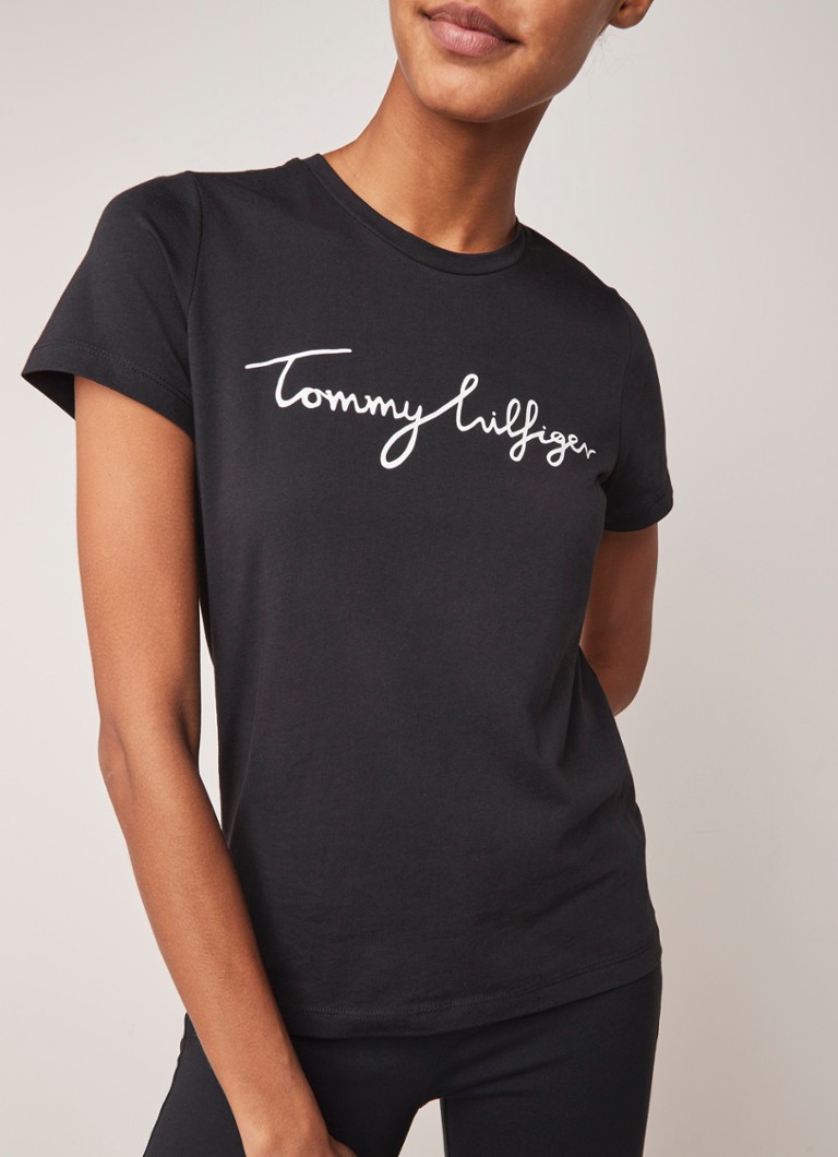 Tommy Hilfiger - Heritage T-shirt met logoprint - Zwart