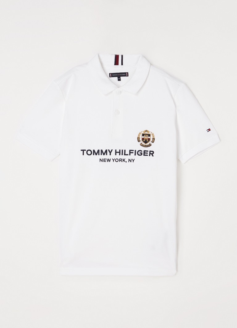 Tommy Hilfiger - Polo van piqué katoen met logoborduring - Wit
