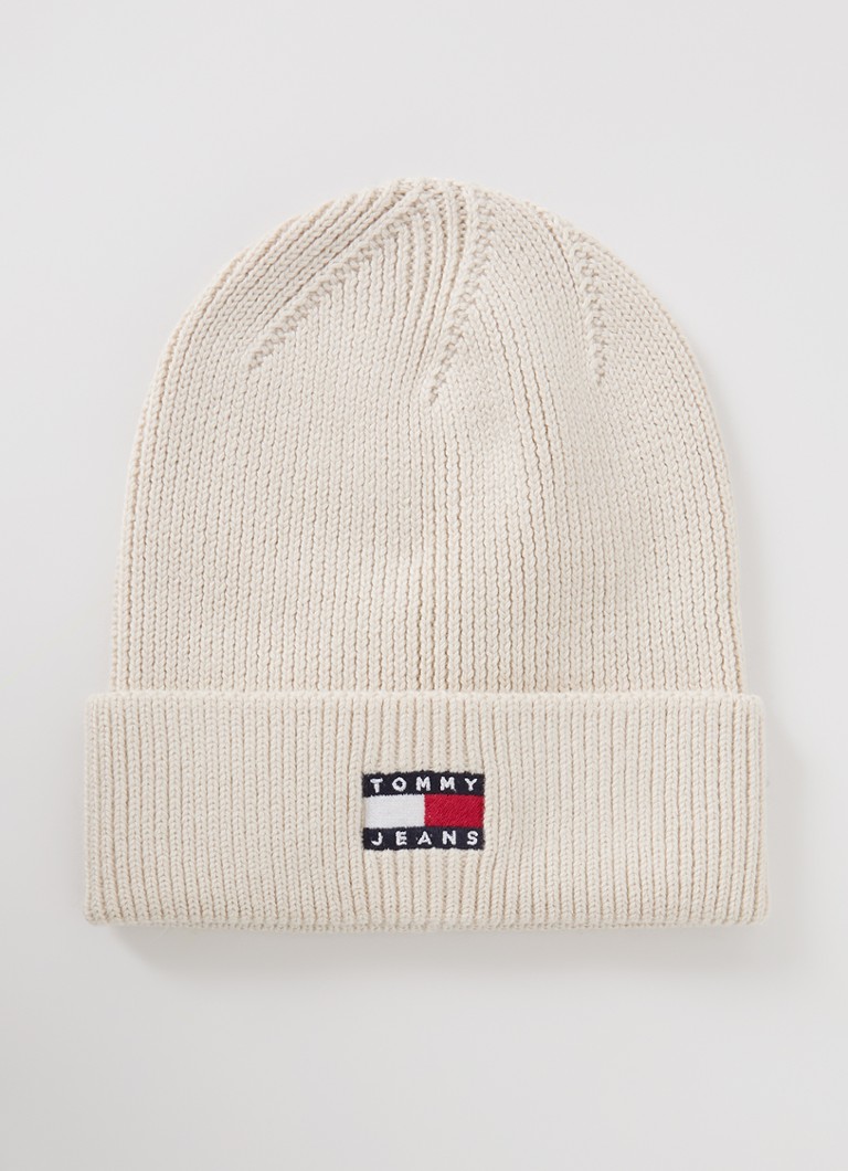 Tommy Hilfiger - Ribgebreide muts met logo - Beige