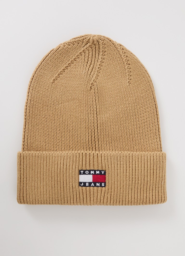 Tommy Hilfiger - Ribgebreide muts met logo - Camel