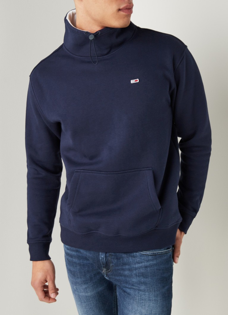 Tommy Hilfiger - Sweater met col en buidelzak - Donkerblauw
