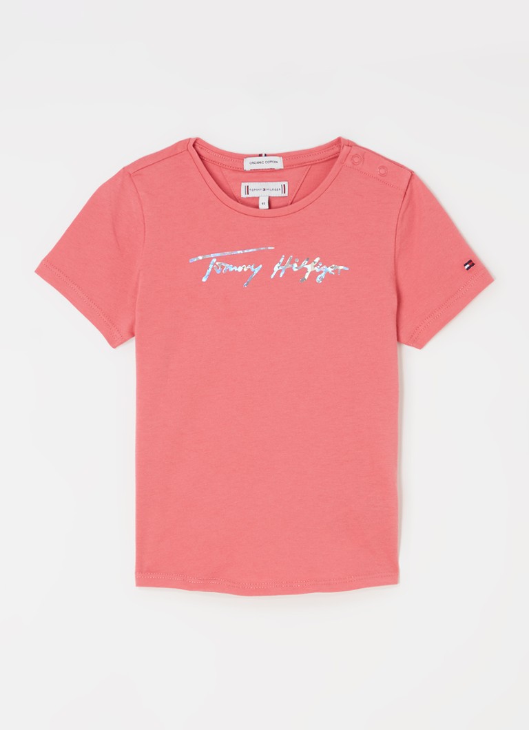 Tommy Hilfiger - T-shirt avec imprimé logo - Rose corail