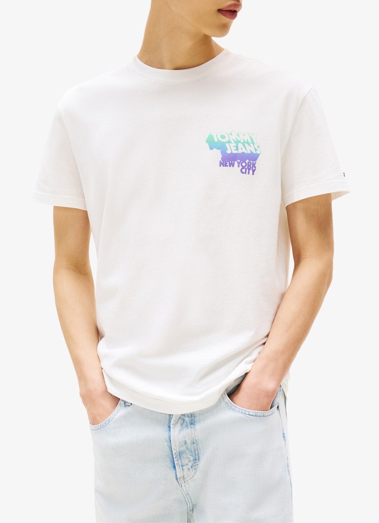 Tommy Hilfiger - T-shirt met logo- en backprint - Wit