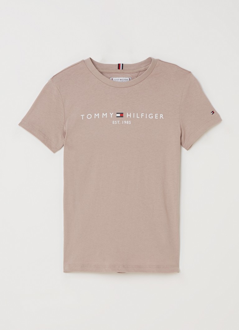 Tommy Hilfiger - T-shirt met logoprint - Zand