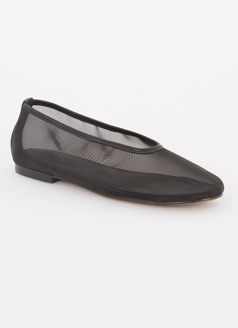 Toral - Sybilla ballerina van mesh met leren details - Zwart