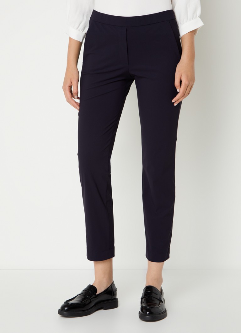 TRVL DRSS - High waist slim fit cropped pantalon van travelstof - Donkerblauw