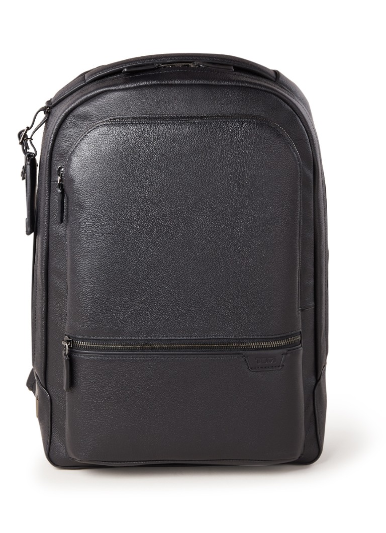 Tumi - Sac à dos en cuir avec compartiment pour ordinateur portable de 14 pouces - unisexe - Noir