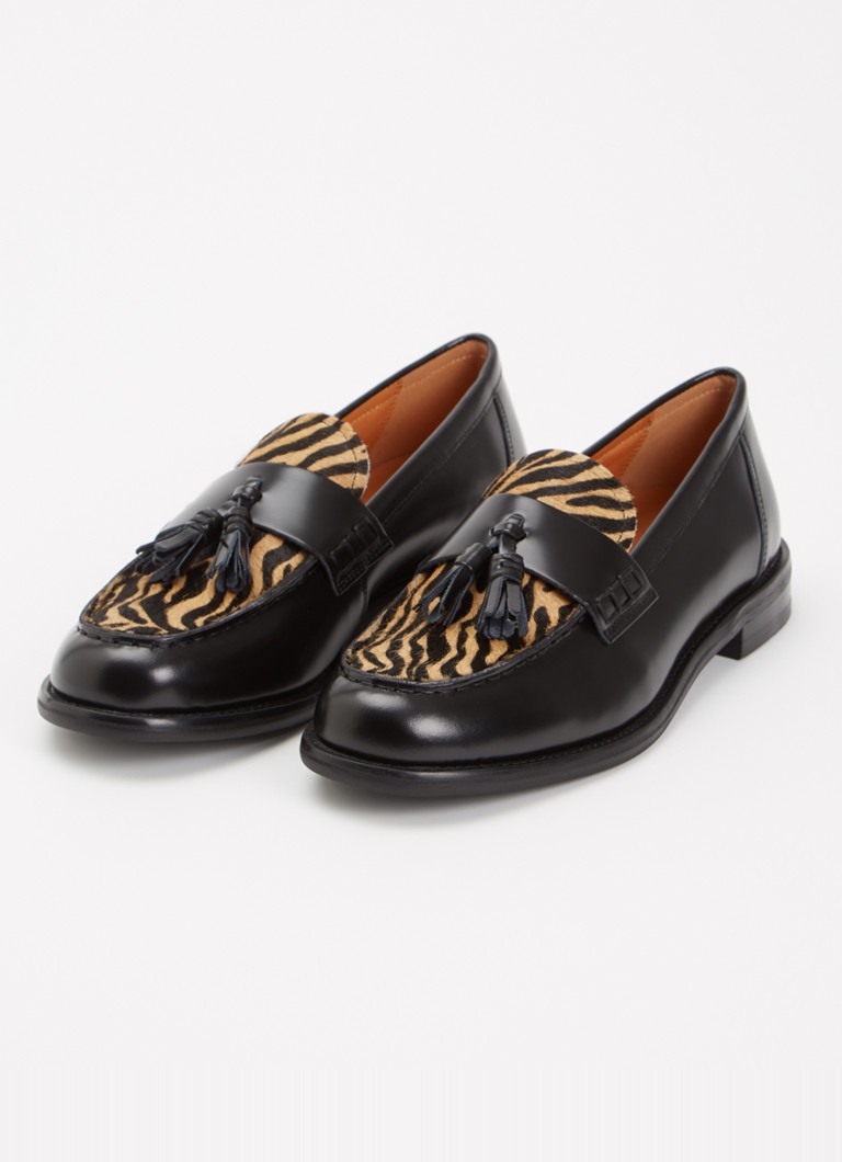 Vagabond Shoemakers Linn loafer van leer met print • Zwart