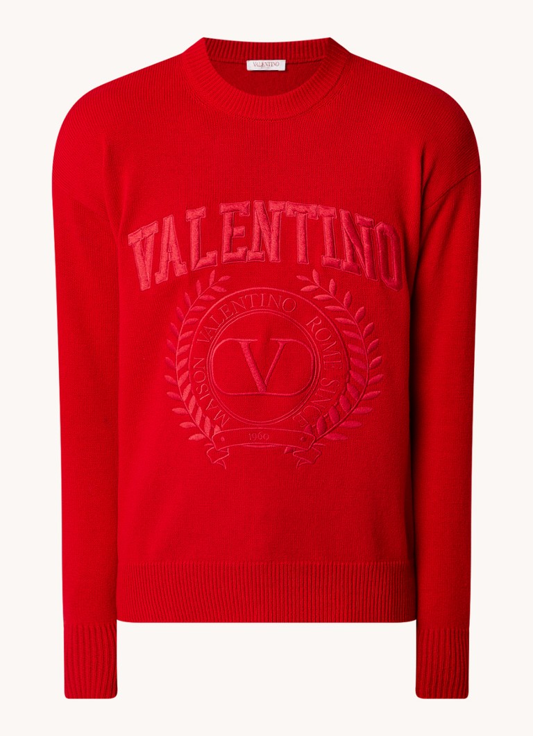 Valentino Garavani Fijngebreide trui van wol met logoborduring