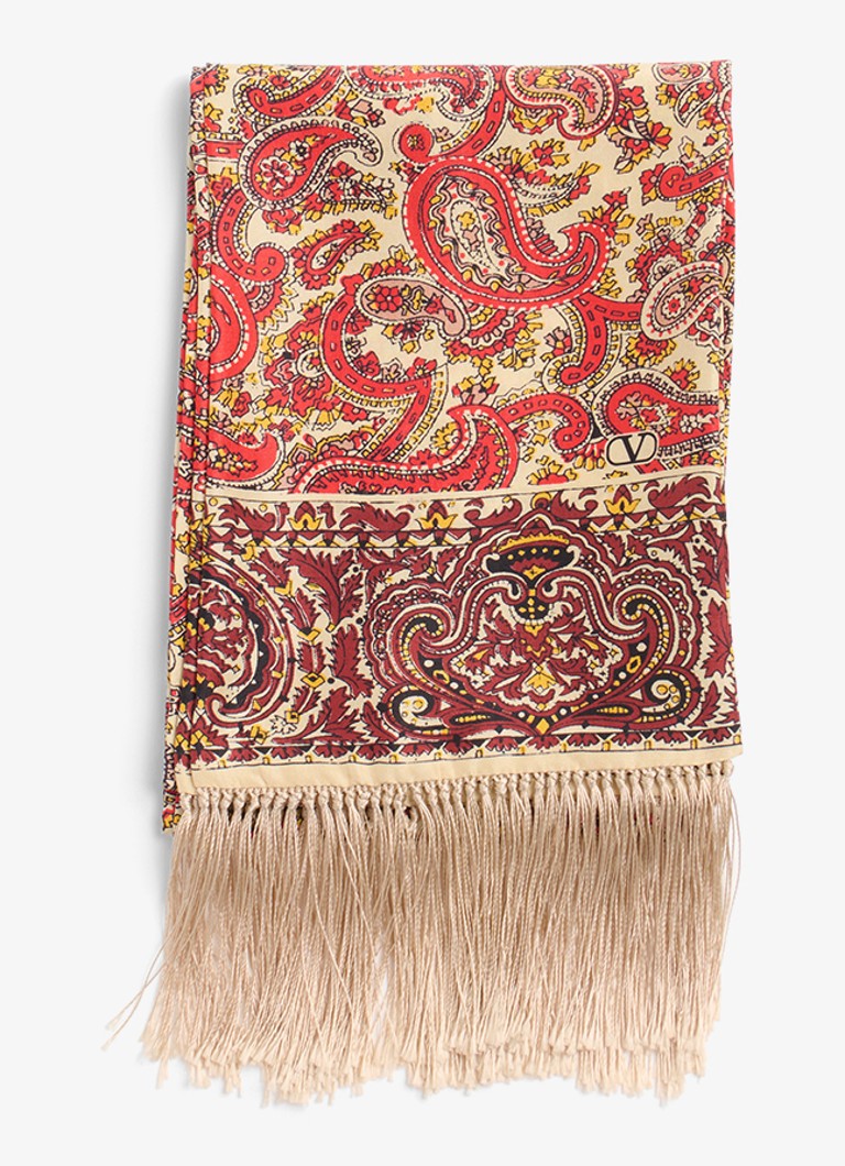 Valentino Garavani - Voyage Imaginaire sjaal van zijde met paisley dessin 180 x 15 cm - Rood