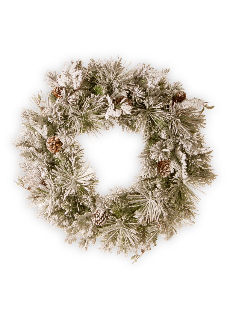 Van Der Gucht - Snowy Bedford kerstkrans met dennenappels 61 cm - Lichtgroen