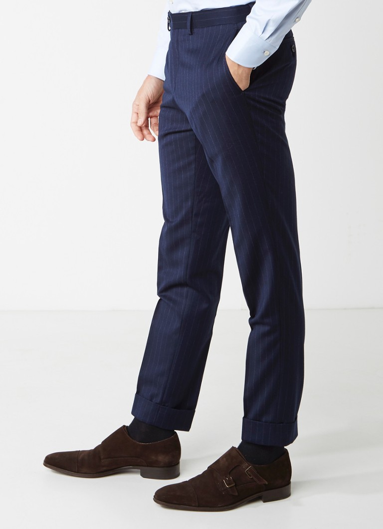 Van Gils - Easton double breasted pak in wolblend - Blauw