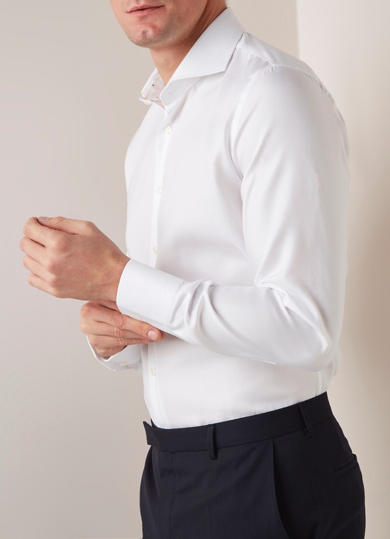 Van Gils - Extreme tailored fit overhemd met wide spread-kraag - Wit