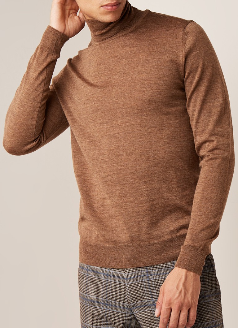 Van Gils - Glen fijngebreide coltrui van wol - Donkerbruin