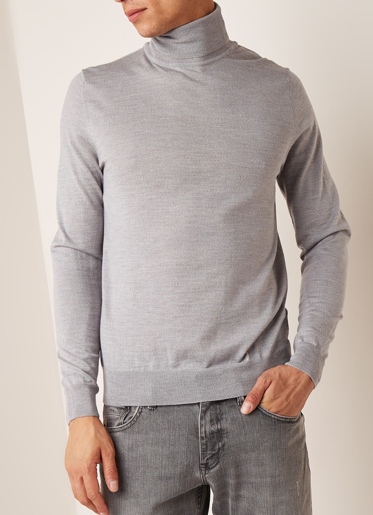 Van Gils - Glen fijngebreide coltrui van wol - Grijs