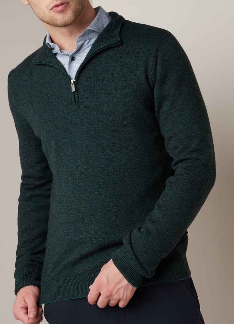 Van Gils - Harrison pullover in wolblend met opstaande kraag - Donkergroen