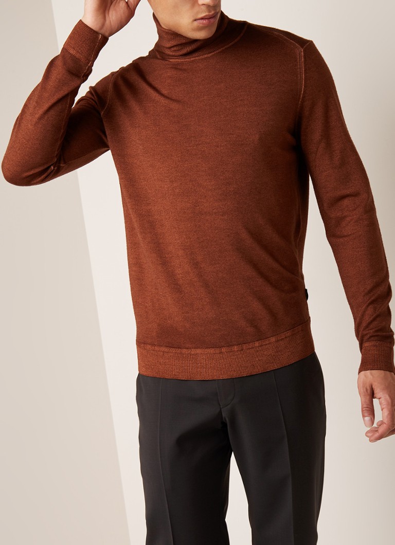 Van Gils - Hayden fijngebreide coltrui van wol - Roestbruin