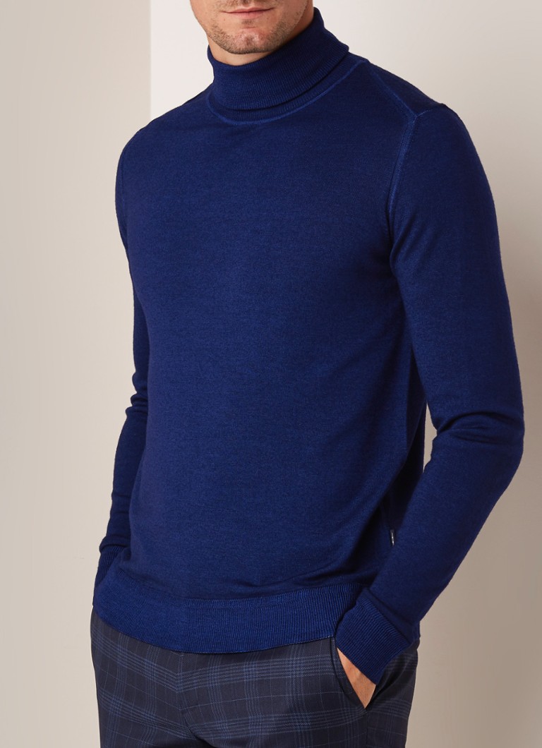 Van Gils - Hayden fijngebreide coltrui van wol - Donkerblauw