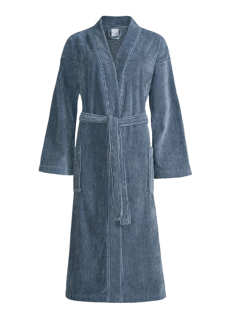 Vandyck - Antonio badjas met streepprint - unisex - Donkerblauw