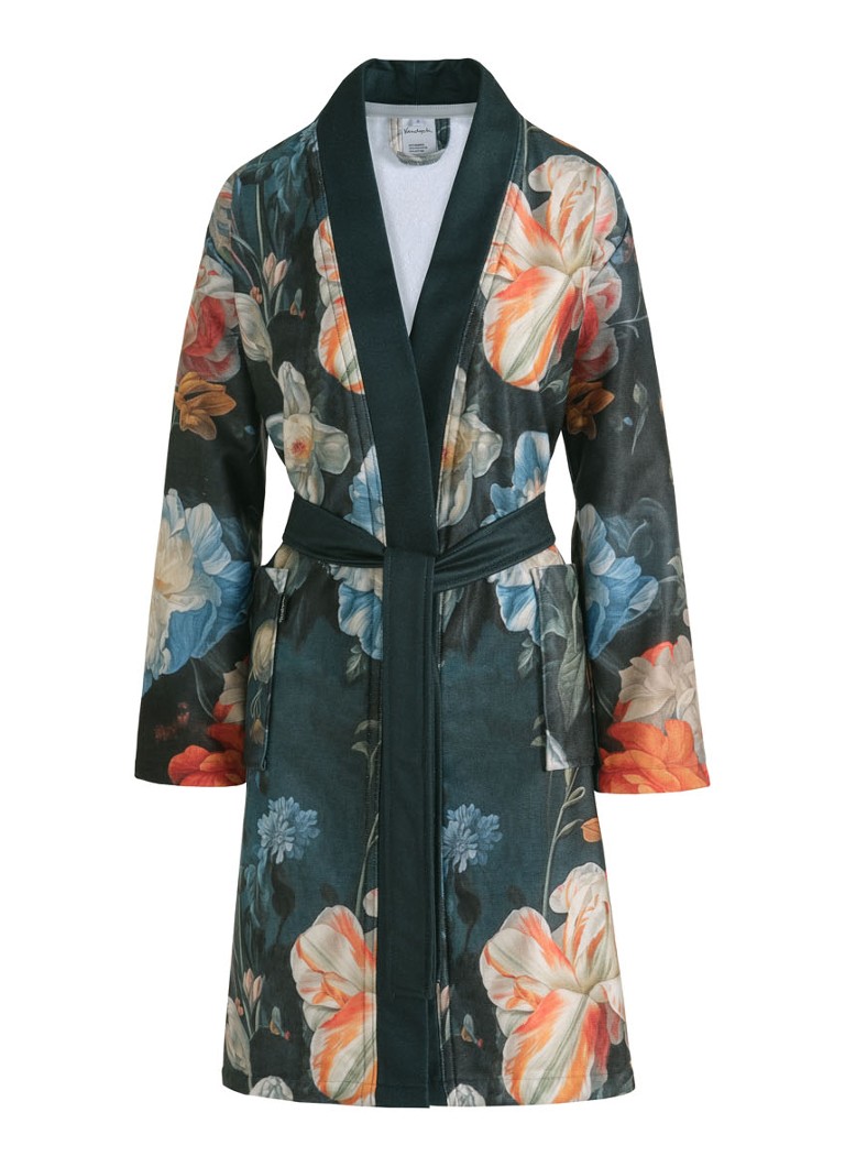 Vandyck - Vivian badjas met bloemenprint - Donkerblauw