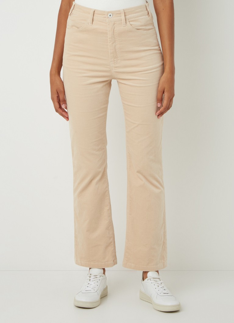 Vanilia - High waist flared fit jeans met stretch en gekleurde wassing - Beige