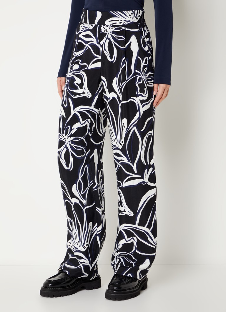 Vanilia High Waist Loose Fit Pantalon Met Bloemenprint • Zwart • Debijenkorf Be