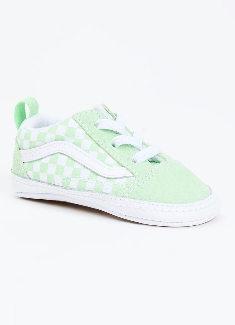 VANS - Old Skool babyschoentje met ruitdessin - Lichtgroen