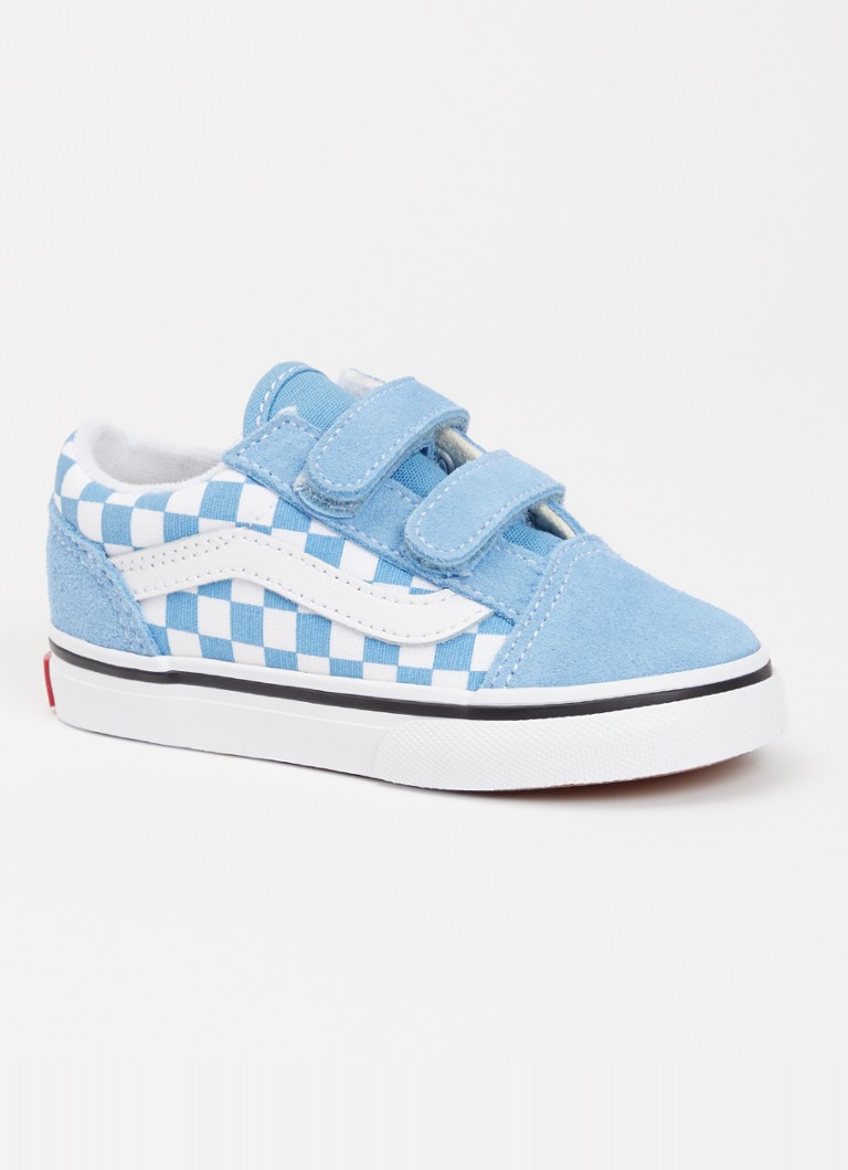 VANS - Old Skool sneaker van suède met ruitdessin - Blauwgrijs