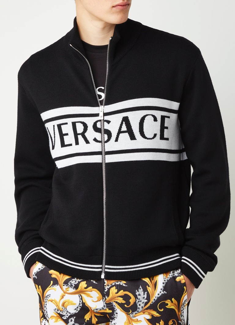 Subjectief Ontembare werper Versace Fijngebreid vest van wol met logoprint • Zwart • deBijenkorf.be