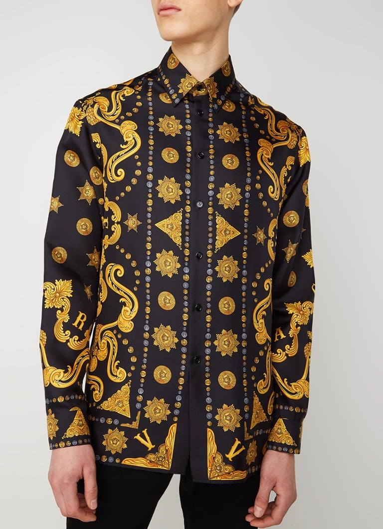 een miljoen Woning Nieuwheid Versace Regular fit overhemd van zijde met barokprint • Zwart •  deBijenkorf.be