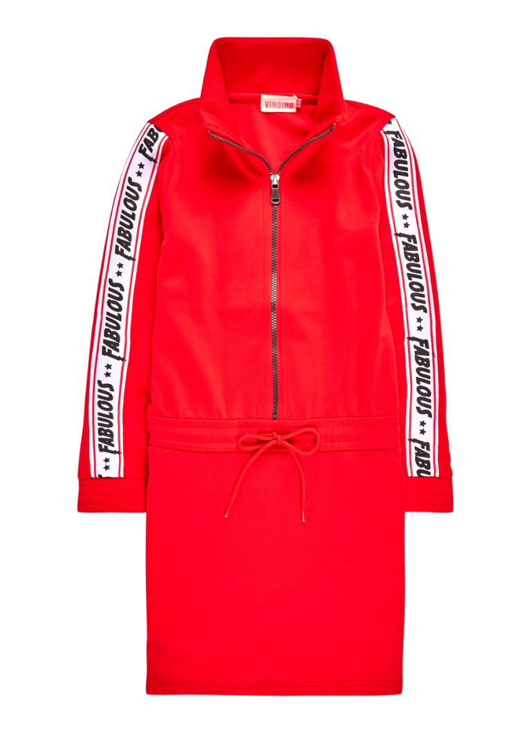 Vingino Prisca Sweatdress Met Contrastbies Rood De Bijenkorf