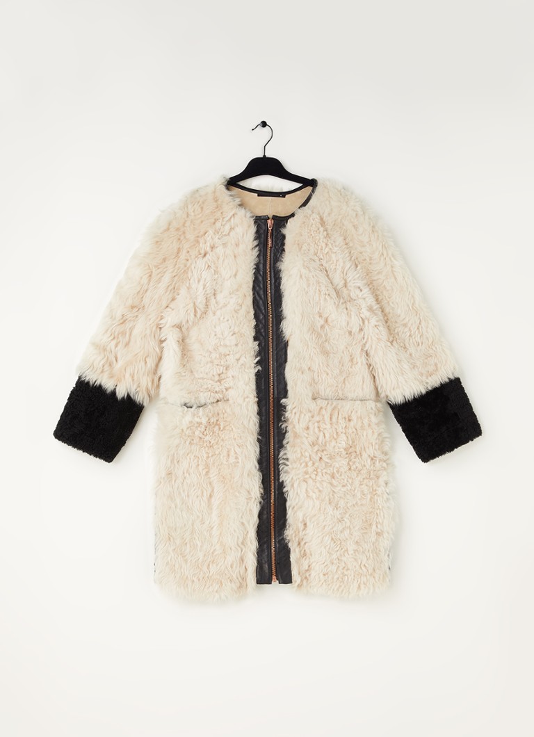 Tante De lucht Detecteren Vintage jas van schapenvacht met steekzakken - maat 36 • Beige •  deBijenkorf.be