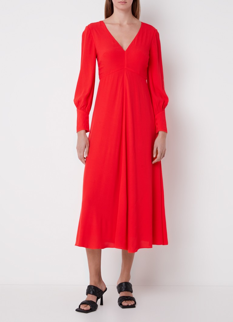 Whistles Amira midi jurk met rugdecolleté • Rood • deBijenkorf.be