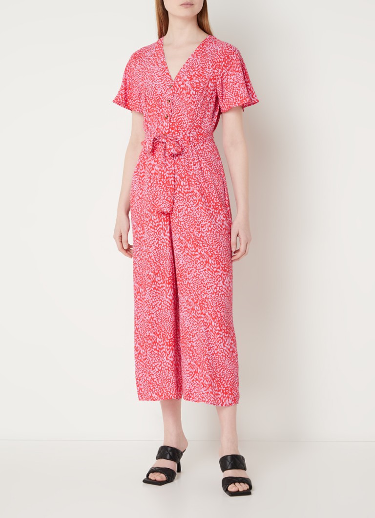 Whistles - Diagonall jumpsuit met print  - Koraalrood