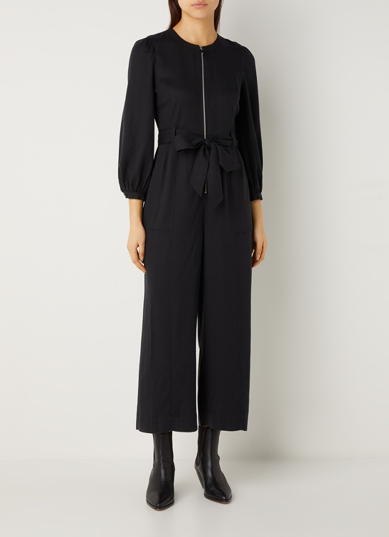 Whistles Estelle wide fit jumpsuit van lyocell met strikceintuur