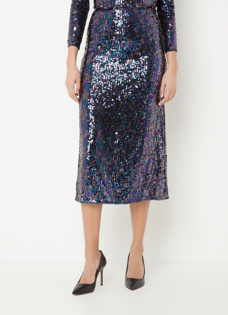 Whistles - Jupe crayon midi avec paillettes et stretch  - Violet
