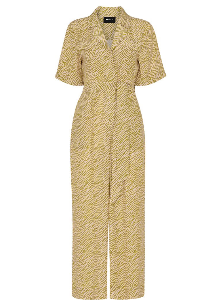 Whistles - Kelly straight fit jumpsuit met dierenprint - Mosgroen