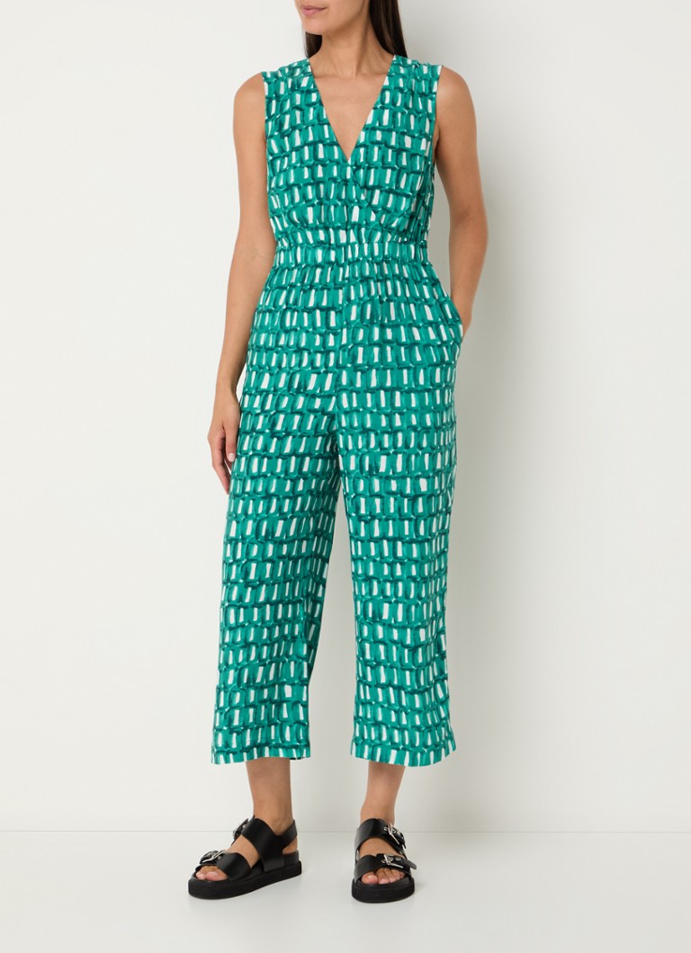 Whistles - Lorna wide fit cropped jumpsuit met print en steekzakken - Groen