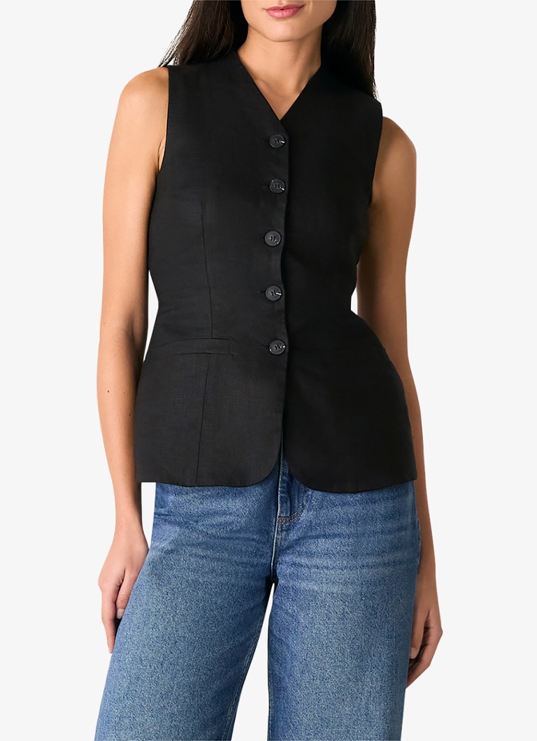 Whistles - Molly gilet met paspelzakken - Zwart