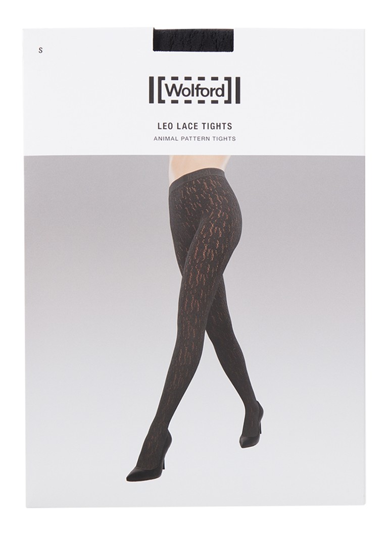 Wolford - Leo Lace netpanty met panterprint en logoband - Zwart