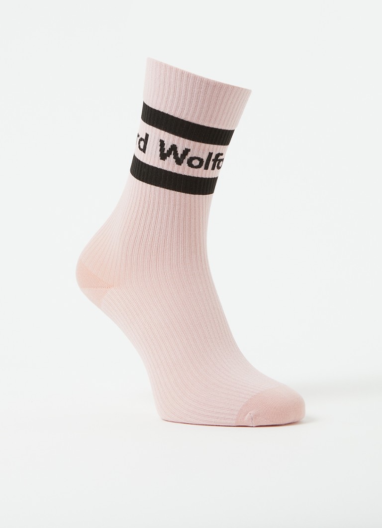 Wolford - Logo Rib sokken met logoprint - Lichtroze