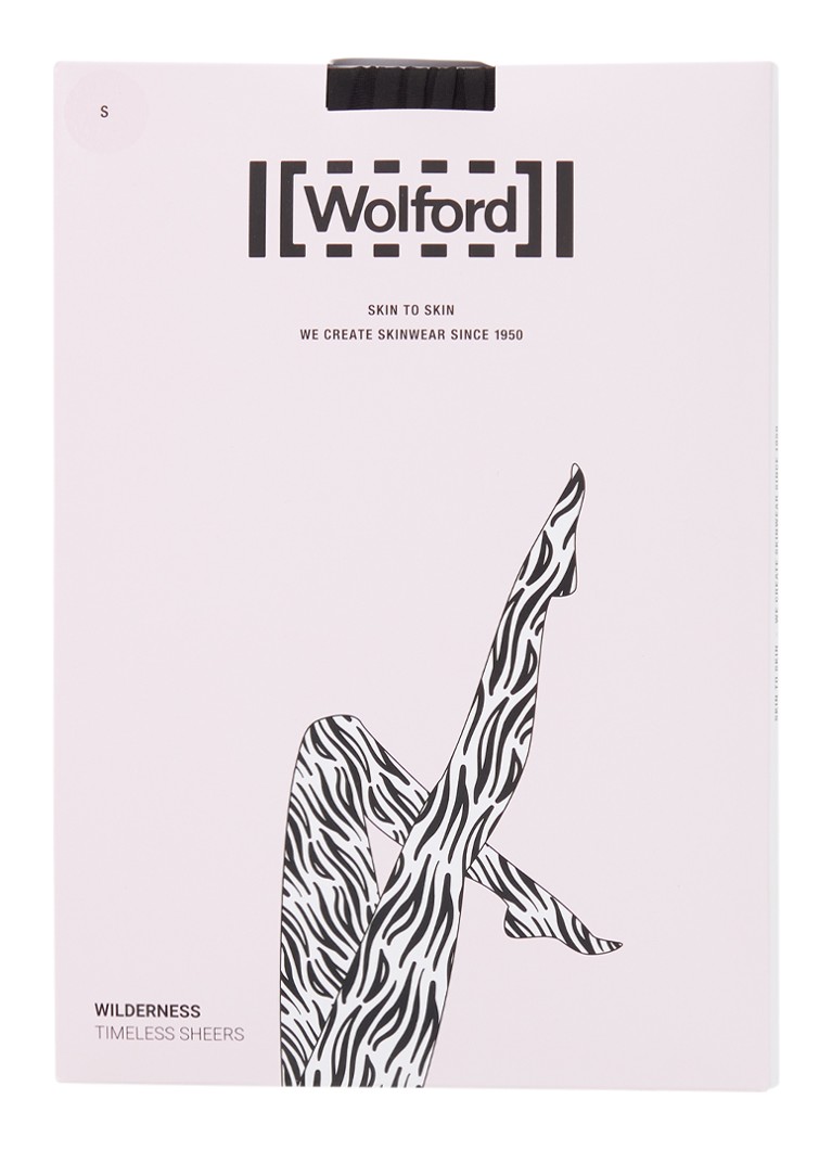 Wolford - Wilderness panty in 20 denier met zebraprint - Zwart