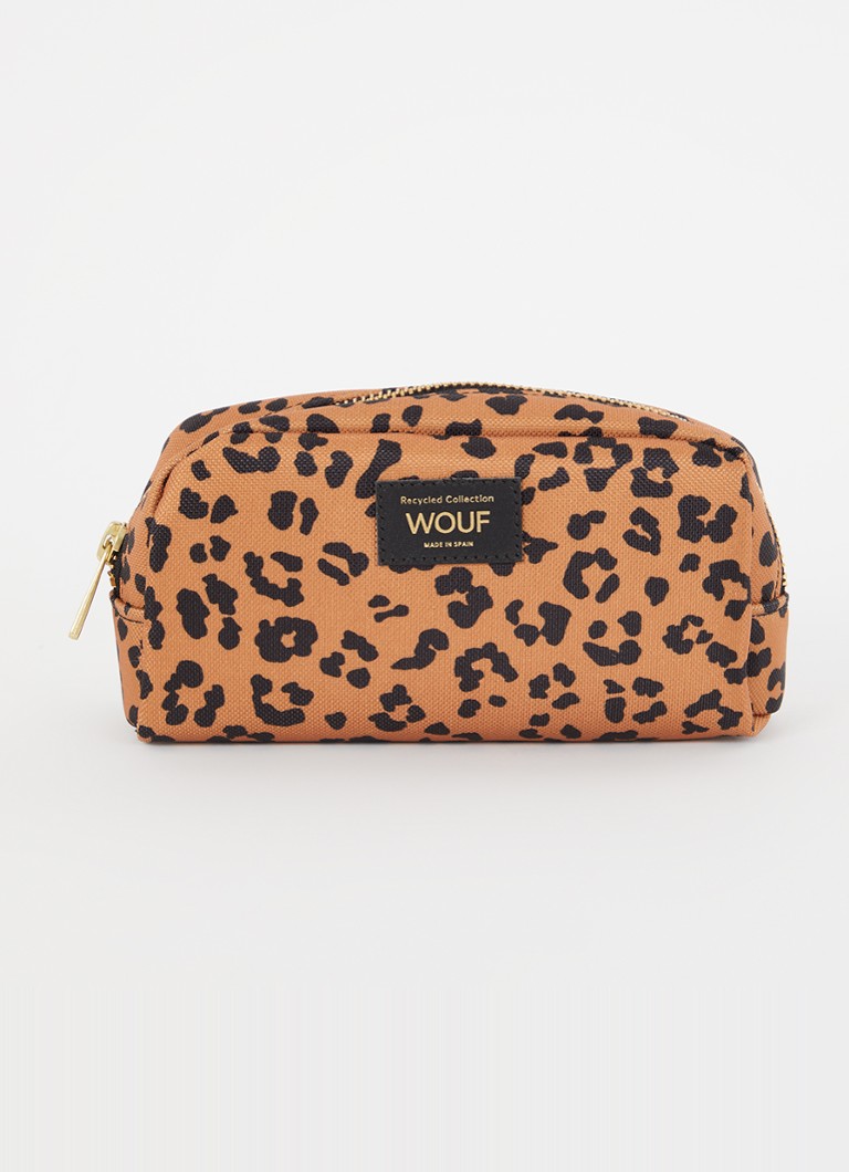 Wouf - Agar toilettas met panterprint - Oranjebruin