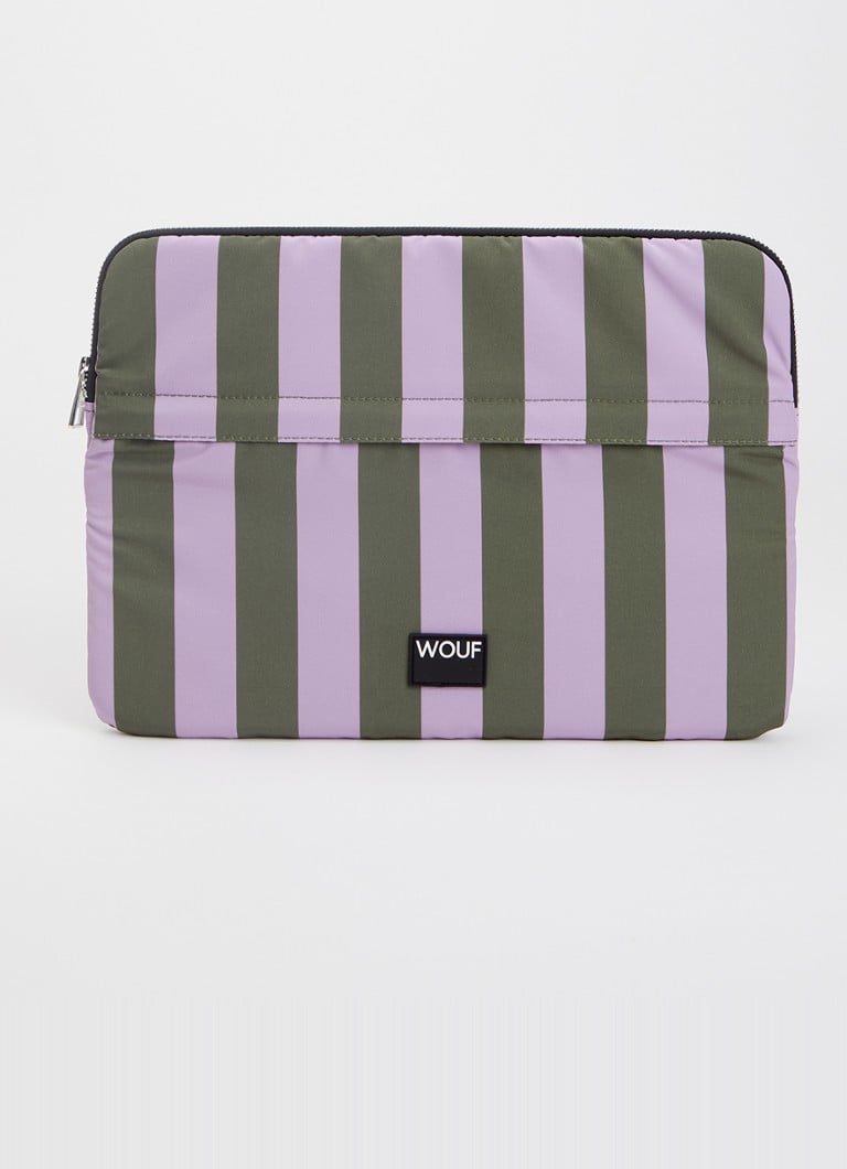 Wouf - Niza laptophoes  13 en 14 inch met streepprint - Lila