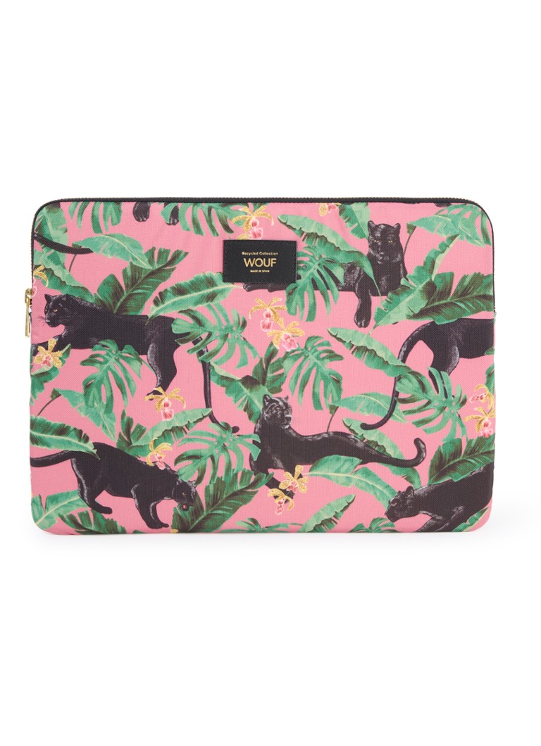 Wouf - Yucata laptophoes  13 en 14 inch met print - Roze