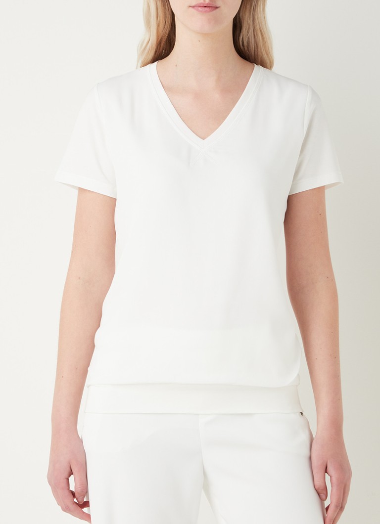 Xandres - Levina T-shirt met voering en V-hals - Gebroken wit
