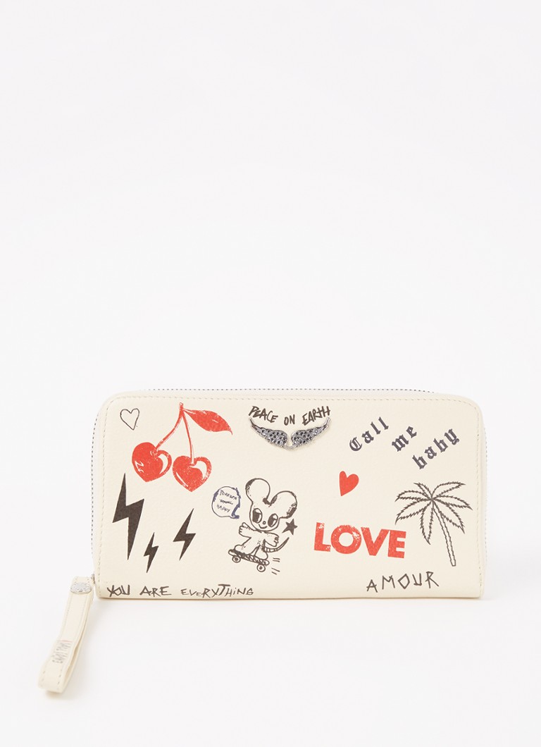 Zadig&Voltaire - Companion portemonnee van leer met print - Vanillegeel
