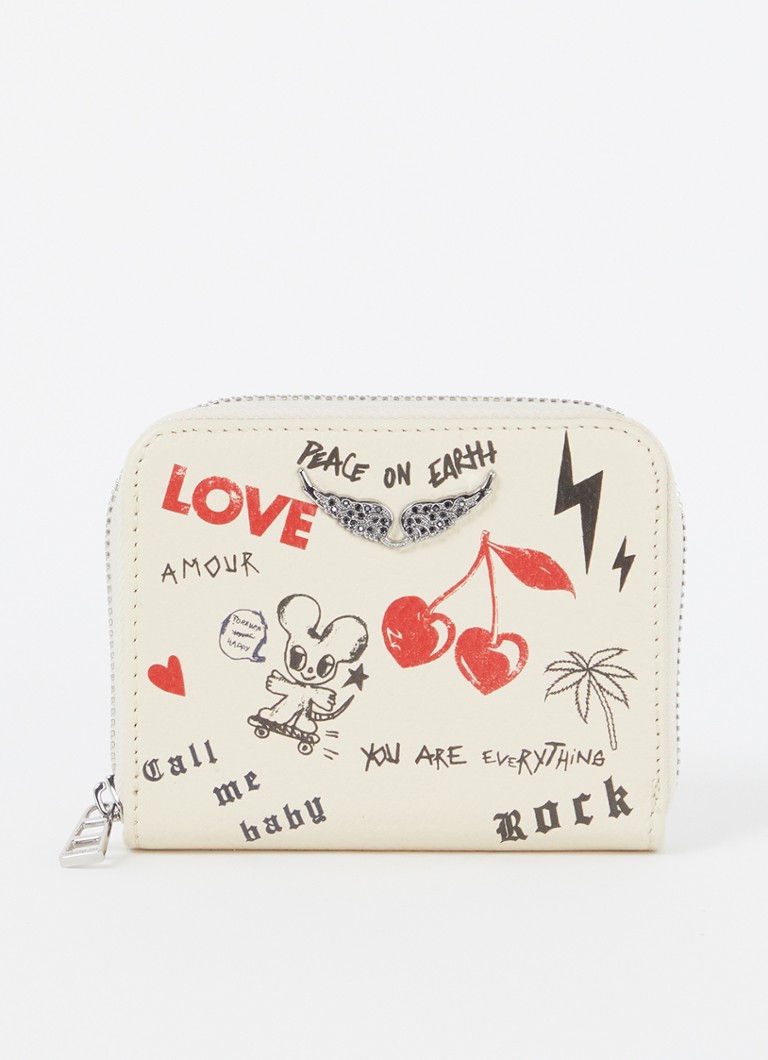 Zadig&Voltaire - Mini ZV Love portemonnee van leer met print - Vanillegeel