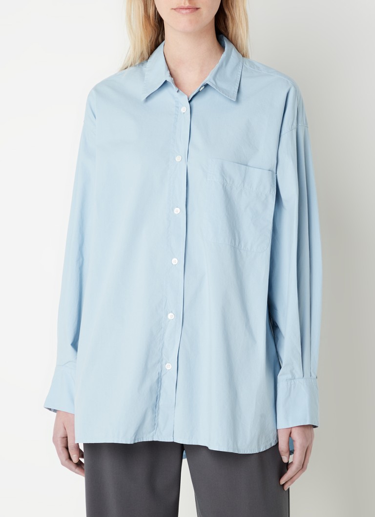 ZENGGI - Oversized blouse van biologisch katoen - Lichtblauw