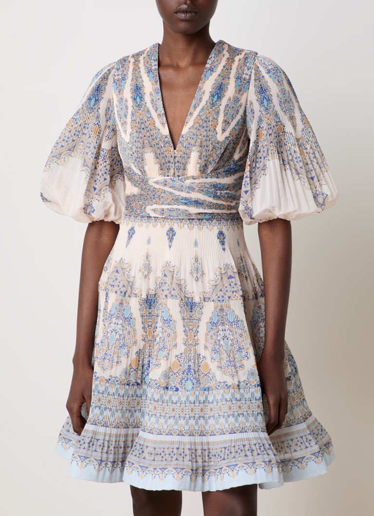 Zimmermann - Mini tuniekjurk met print en pofmouw - Creme